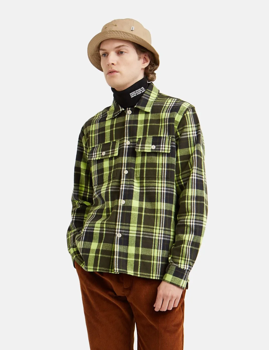 Wood Wood Franco Flannel Shirt - Green Check