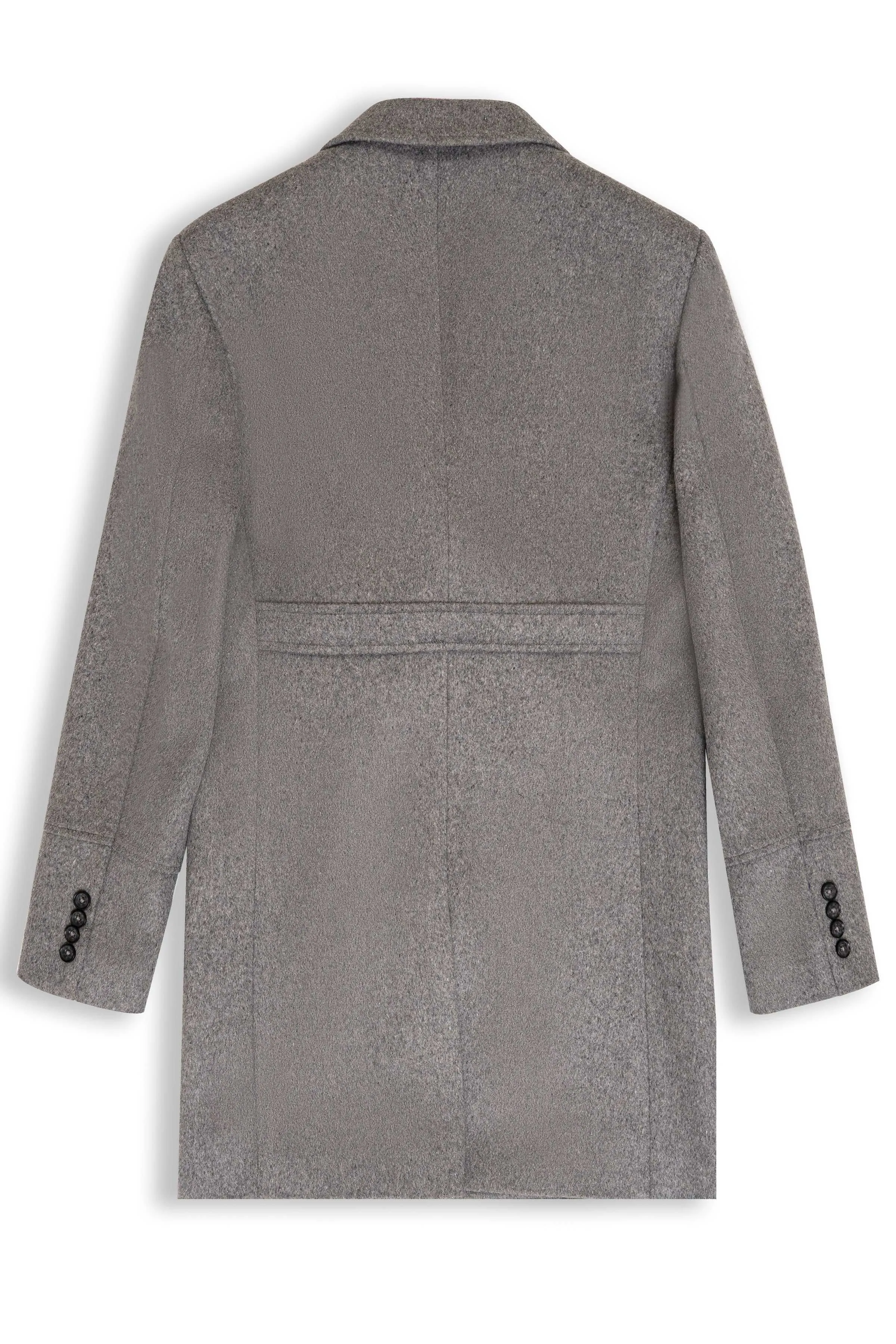 WOOLEN LONG COAT DOUBLE BREASTED LIGHT DARK GREY