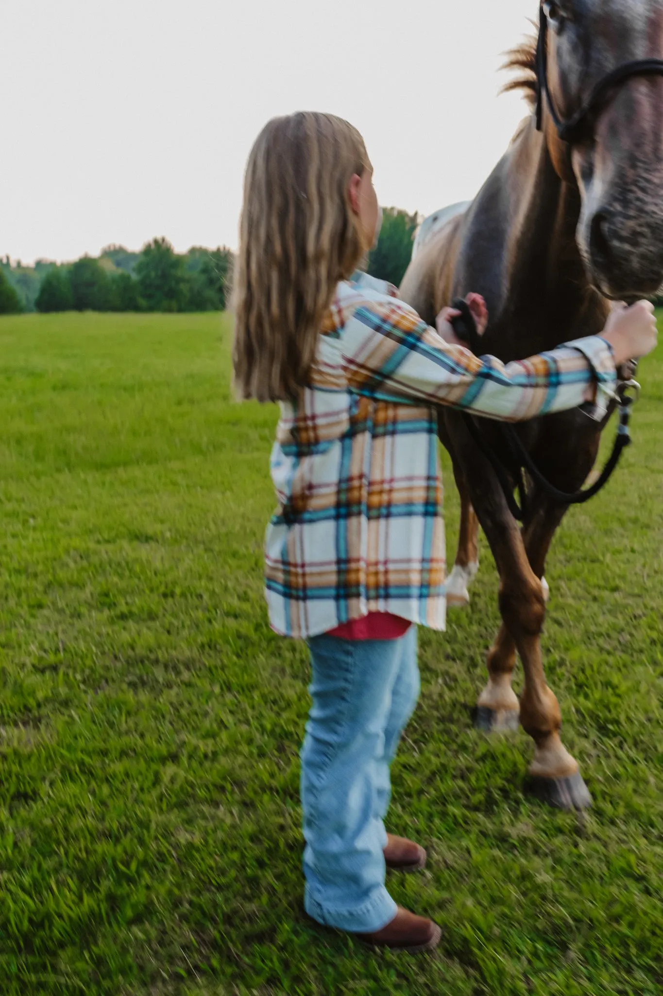 Wrangler Girls Western Plaid Shirt