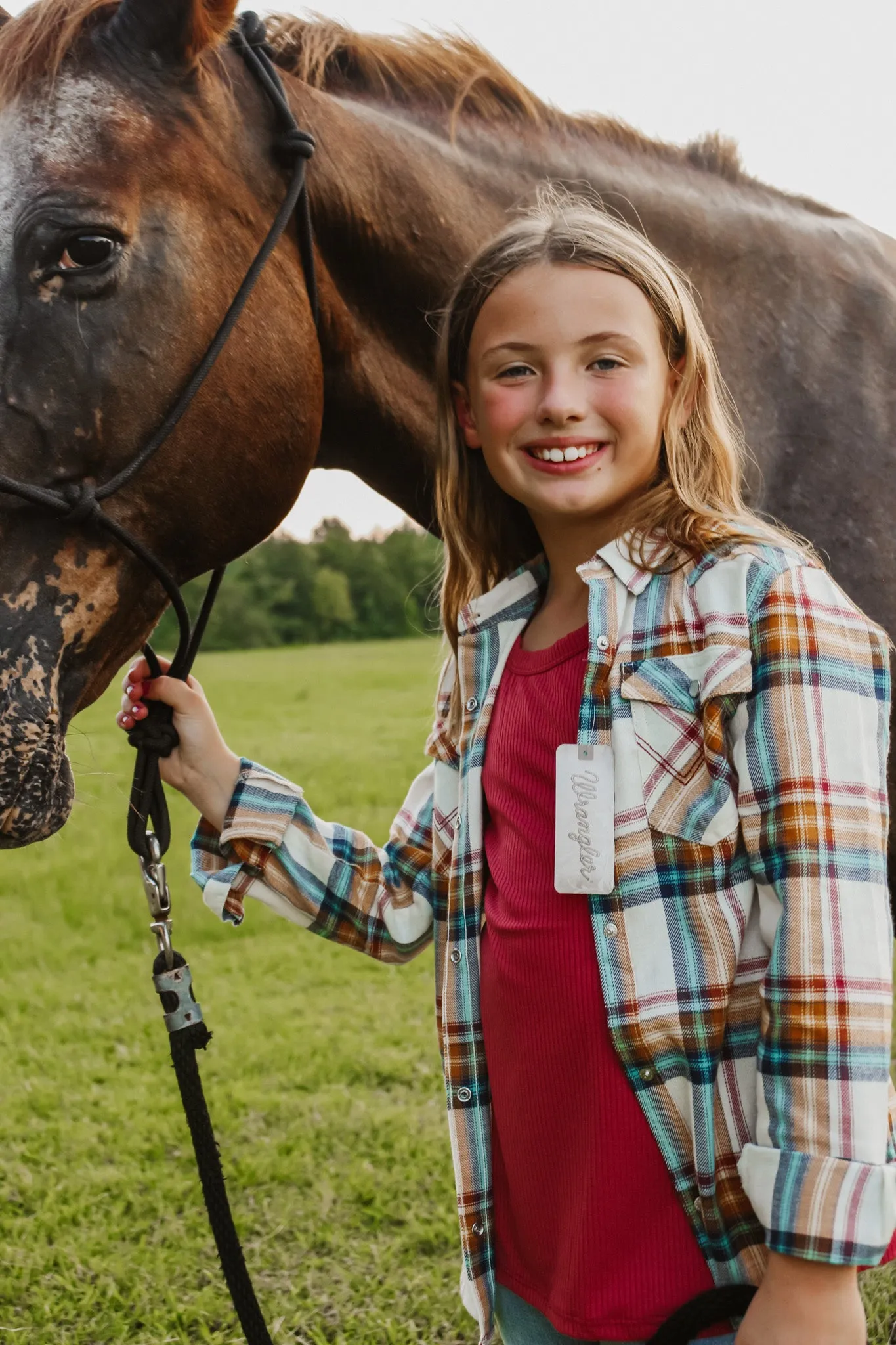 Wrangler Girls Western Plaid Shirt