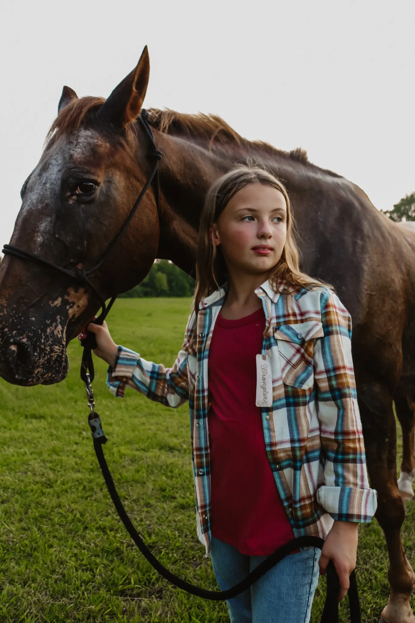 Wrangler Girls Western Plaid Shirt