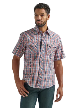 Wrangler Men's Western Plaid Multi Blue Shirt - Big